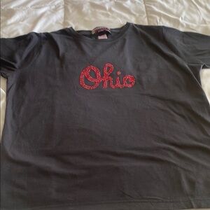 Black T-Shirt with Red Ohio Embroidery